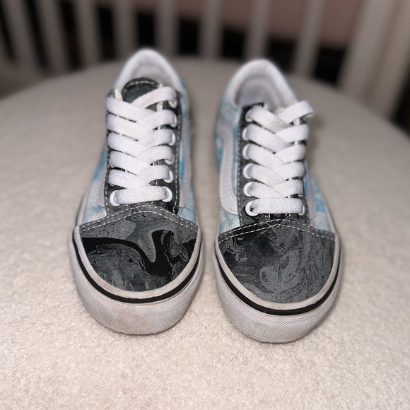 Vans Kids Old Skool Sneakers Shoes Colorful Marble Design Canvas + Suede Sz 10.5 - Picture 7 of 12